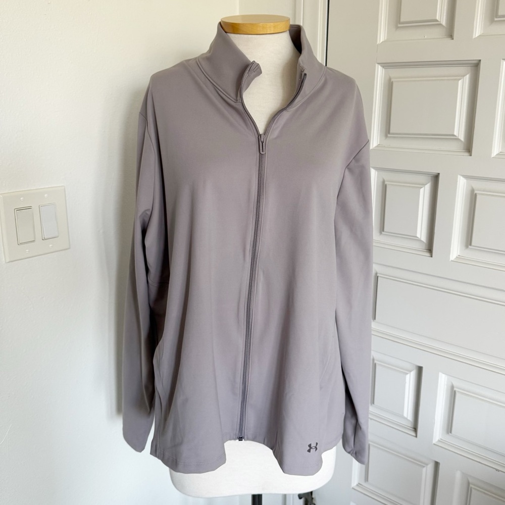 NWT Under Armour Light Gray Zip-Up Jacket Workout Athleisure Motion Size 3X